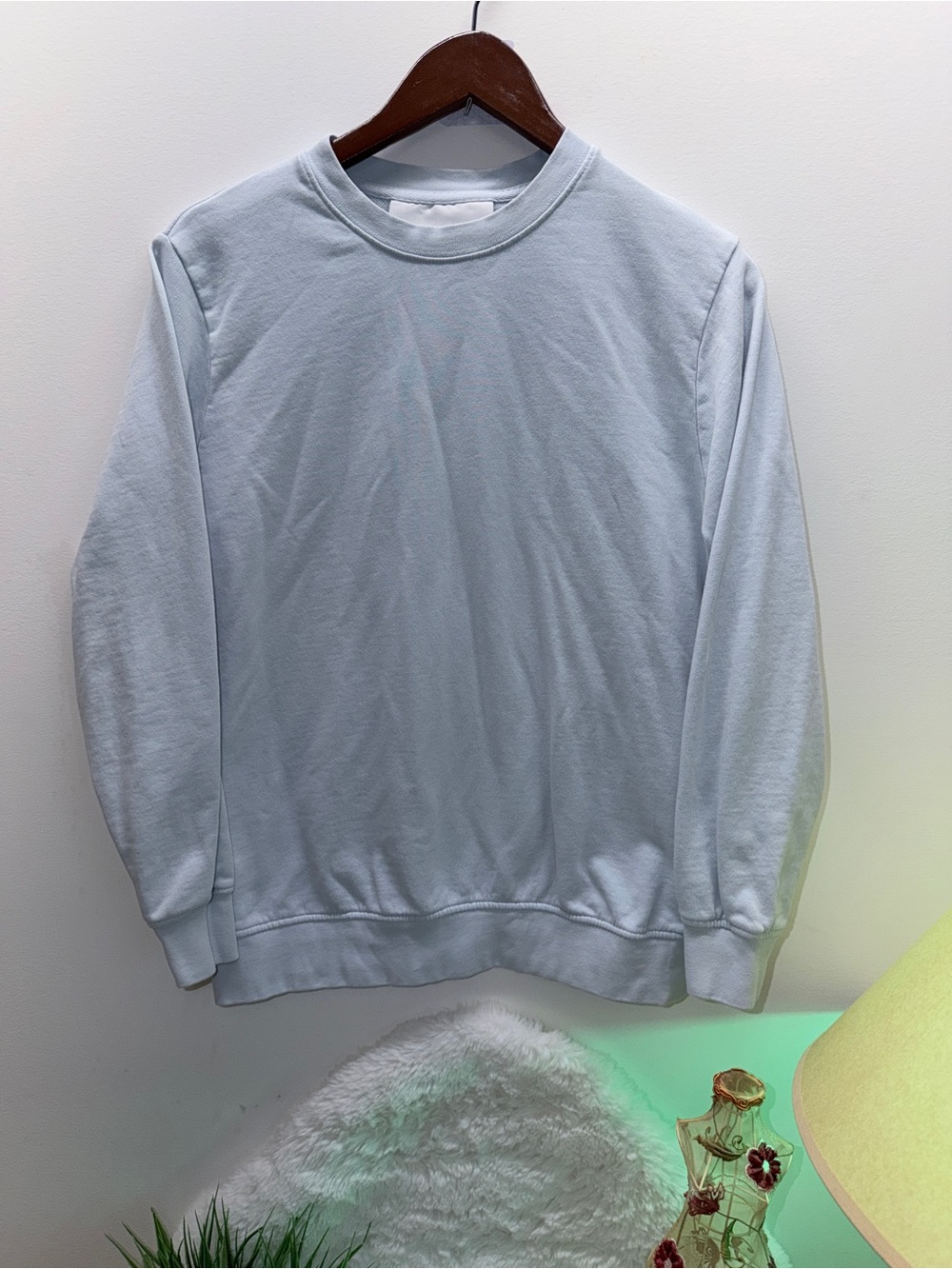 100% Cotton Light Blue Crewneck Sweatshirt Minimal Everyday Staple 🌎